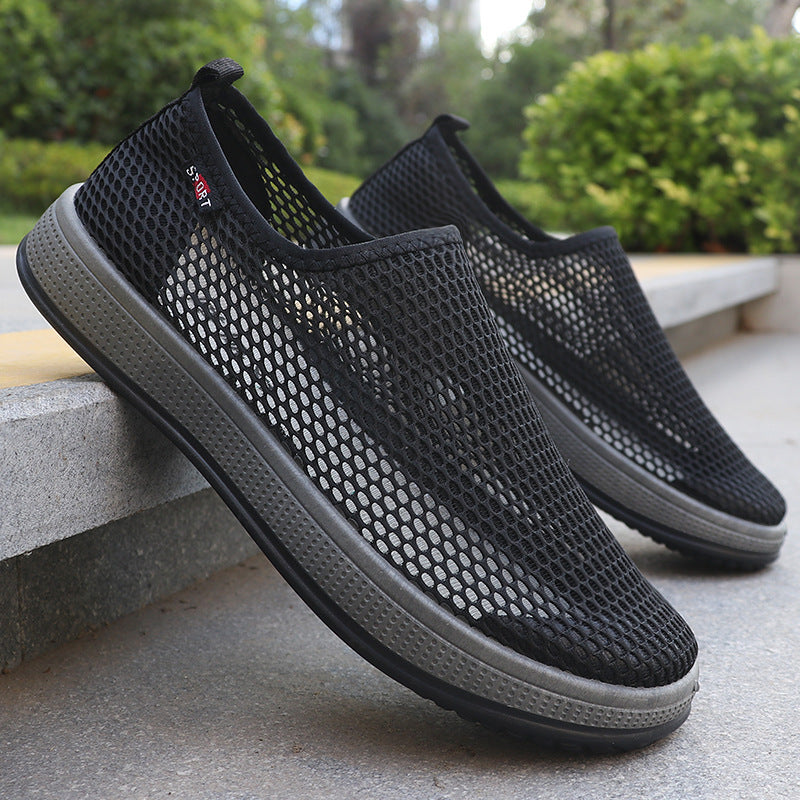 Summer Mesh Shoes Men's Cross-border Mesh Old Beijing Cloth Shoes Men's Breathable Dad Casual Breathable Middle-aged and Elderly Car Shoes