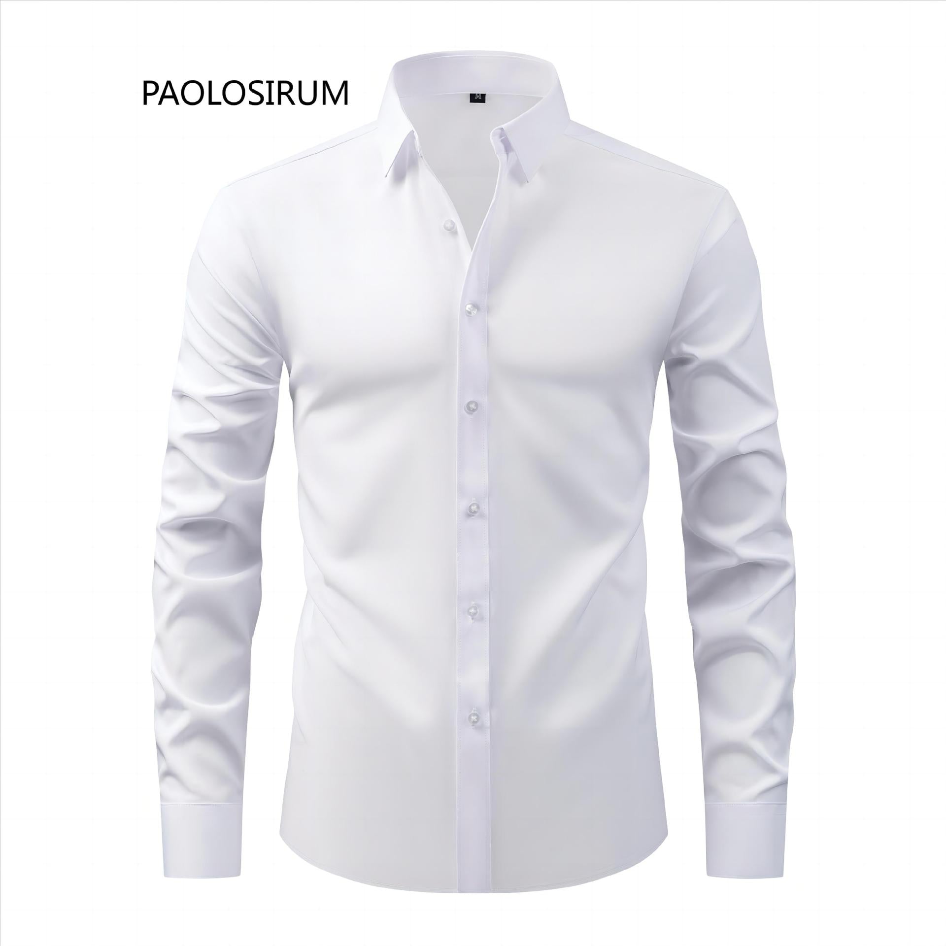 Cross-Border Lightweight Stretchy Plus-Size Men's Shirts, Wrinkle-Resistant Long-Sleeve Shirts, Amazon Cardigan Long-Sleeve Shirts for Men