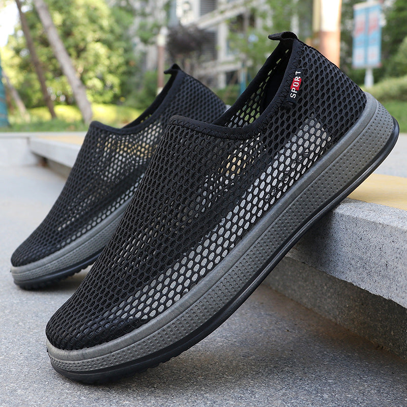 Summer Mesh Shoes Men's Cross-border Mesh Old Beijing Cloth Shoes Men's Breathable Dad Casual Breathable Middle-aged and Elderly Car Shoes