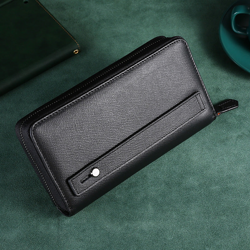 Douyin's Popular Upgraded Large-Capacity Genuine Leather Men's Clutch Crazy Horse Leather Cigarette Mobile Phone All-In-One Clutch Wallet