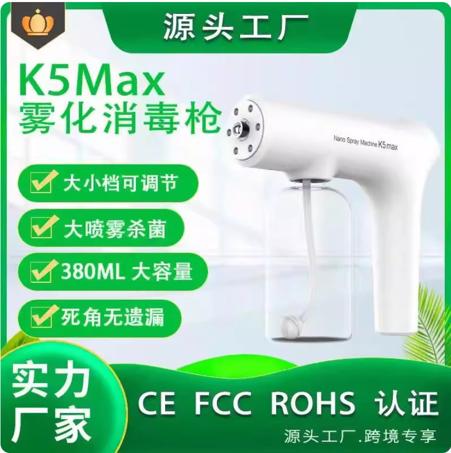 K5Max Nano Spray Gun, 0-Second Mist Generation, Portable Disinfection Device, Alcohol Spray Bottle for Home and Office Use